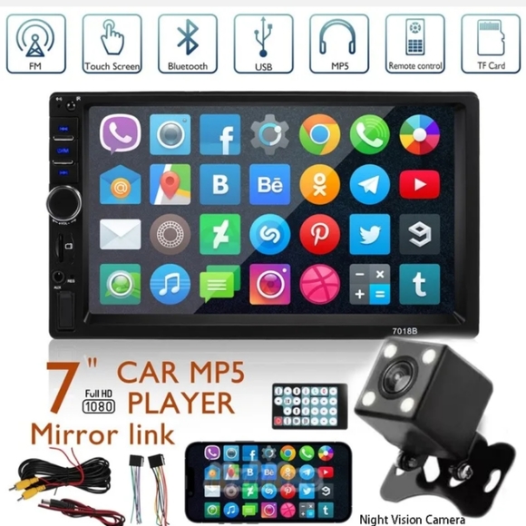 Car Audio, Video & GPS 7 Double Din Bluetooth Touchscreen Mp5 Car
